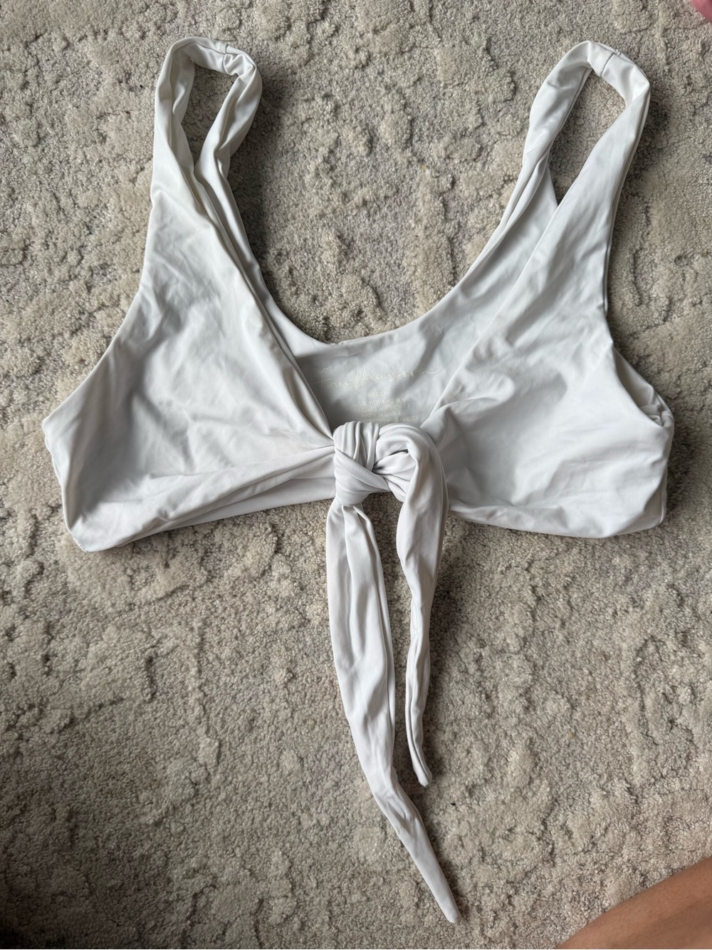Tied Front White Bikini Top - Women Swim